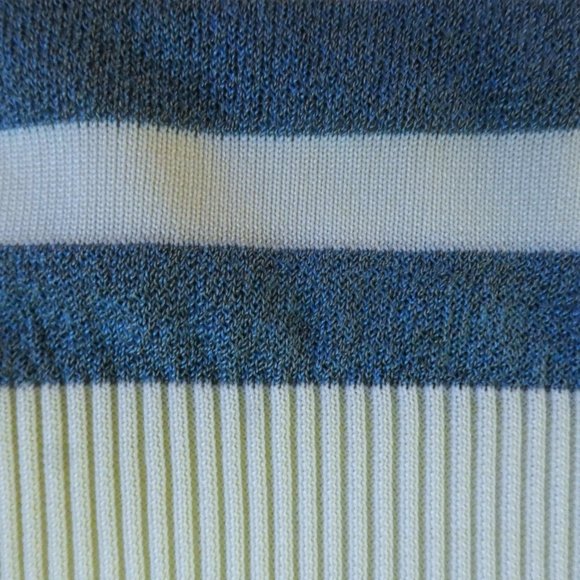 Crissa Linea Italiana Vintage 70s Wool Knit Sweater Top Blue Ivory Stripe Italy - Picture 4 of 6